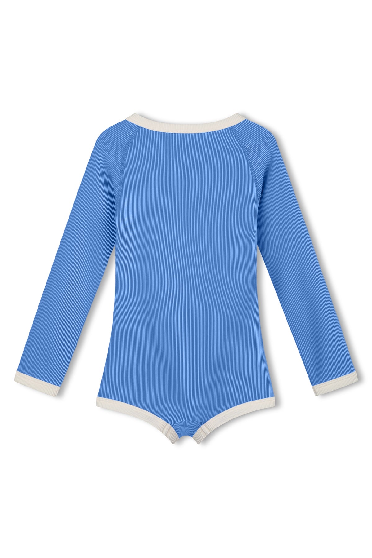 Mini Stripe Rib Rashie Onesie - Sky Blue