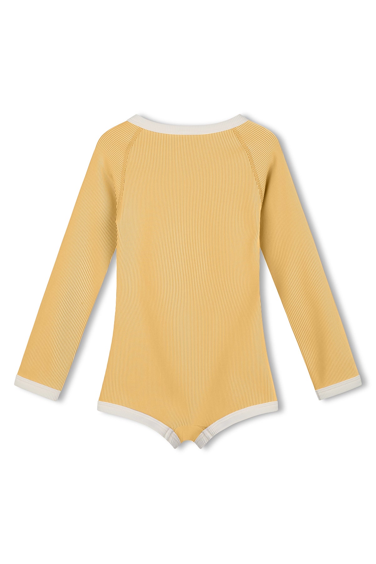 Mini Stripe Rib Rashie Onesie - Marigold