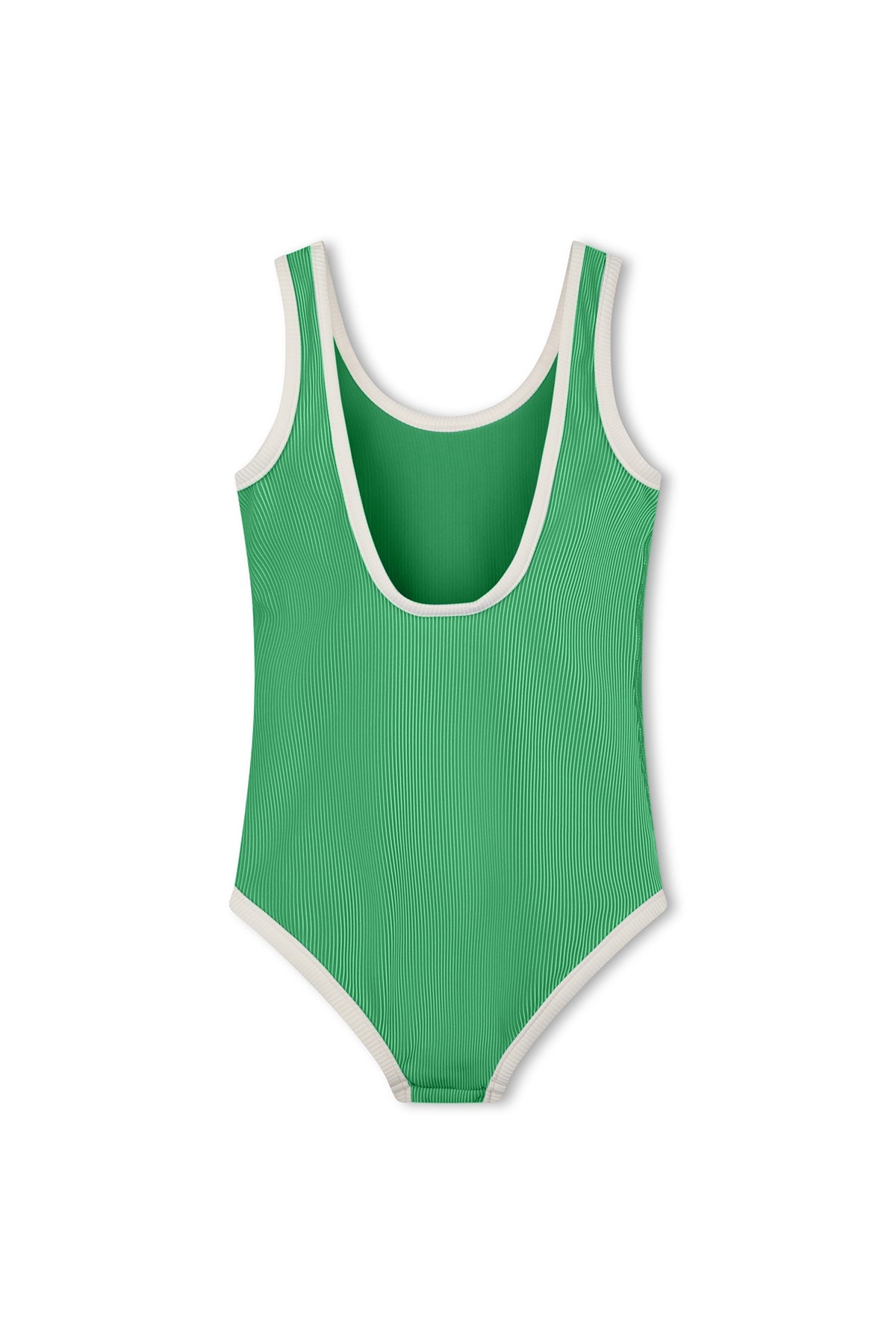 Mini Stripe Rib Scoop One Piece - Parrot Green