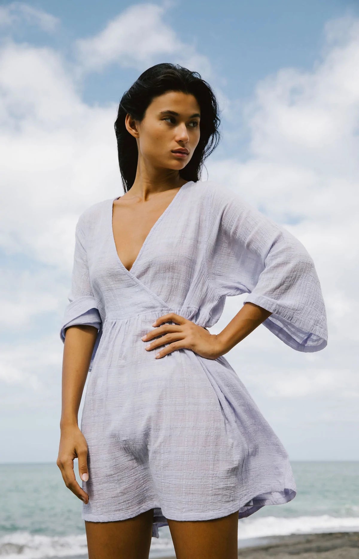 HOLIDAY WRAP DRESS LAVENDER Beije Store HOLIDAY WRAP DRESS LAVENDER Beije Store