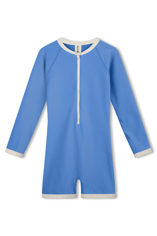 Mini Stripe Rib Surf Suit - Sky Blue