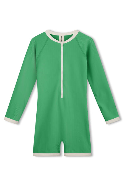 Mini Stripe Rib Surf Suit - Parrot Green