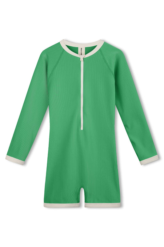 Mini Stripe Rib Surf Suit - Parrot Green