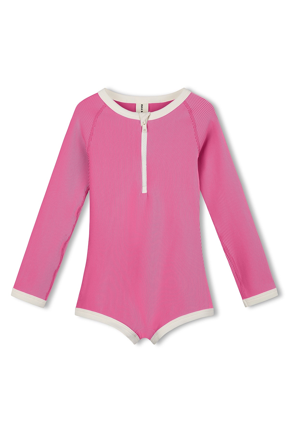 Mini Stripe Rib Rashie Onesie - Shell Pink