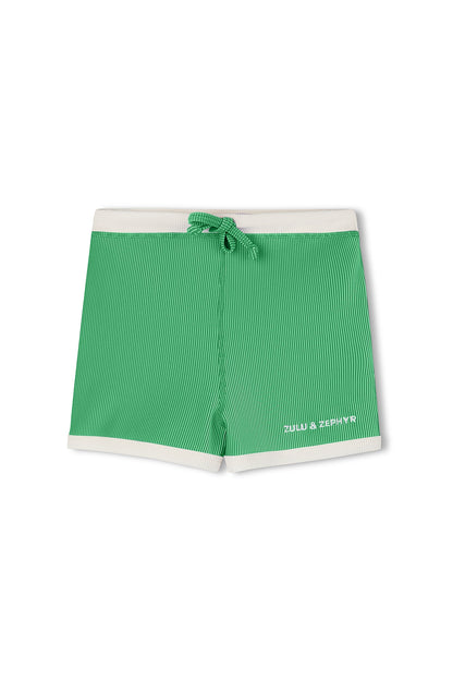 Mini Stripe Rib Surf Short - Parrot Green
