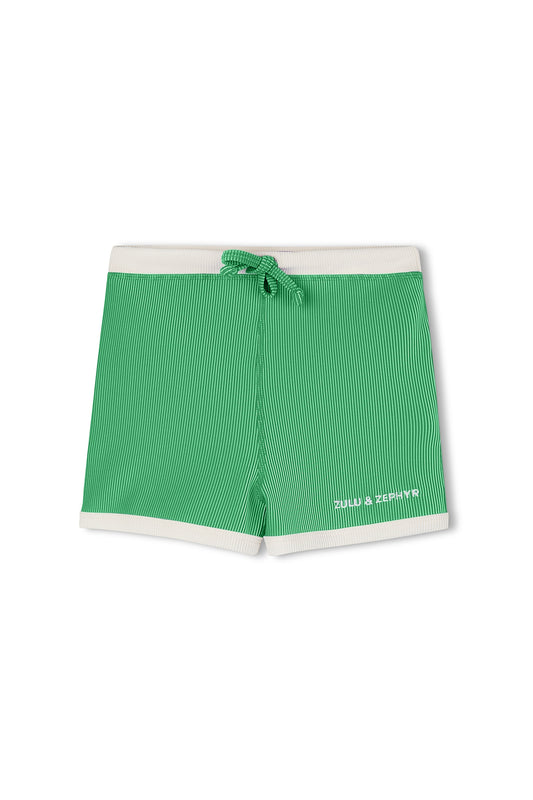 Mini Stripe Rib Surf Short - Parrot Green