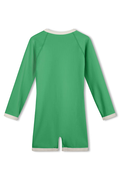 Mini Stripe Rib Surf Suit - Parrot Green