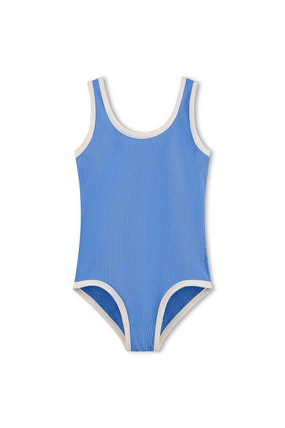 Mini Stripe Rib Scoop One Piece - Sky Blue