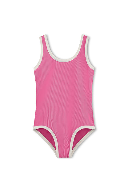 Mini Stripe Rib Scoop One Piece - Shell Pink