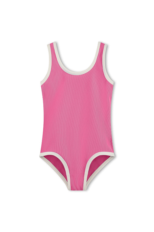 Mini Stripe Rib Scoop One Piece - Shell Pink