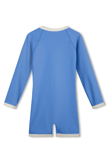 Mini Stripe Rib Surf Suit - Sky Blue