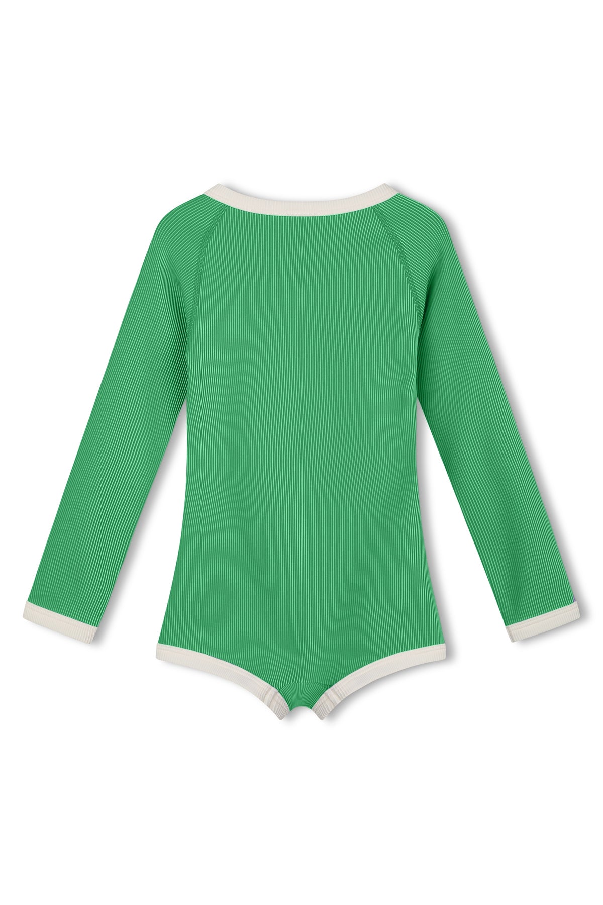Mini Stripe Rib Rashie Onesie - Parrot Green