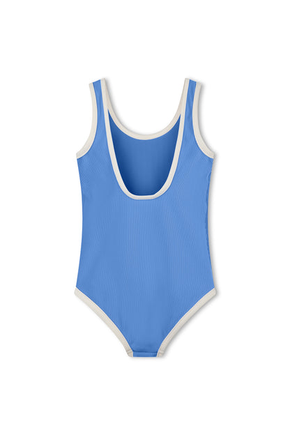 Mini Stripe Rib Scoop One Piece - Sky Blue