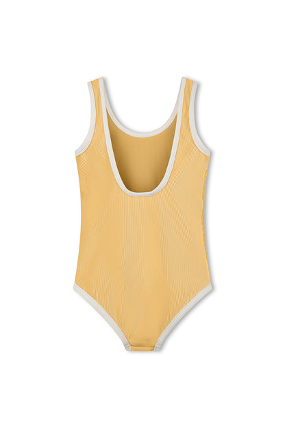 Mini Stripe Rib Scoop One Piece - Marigold