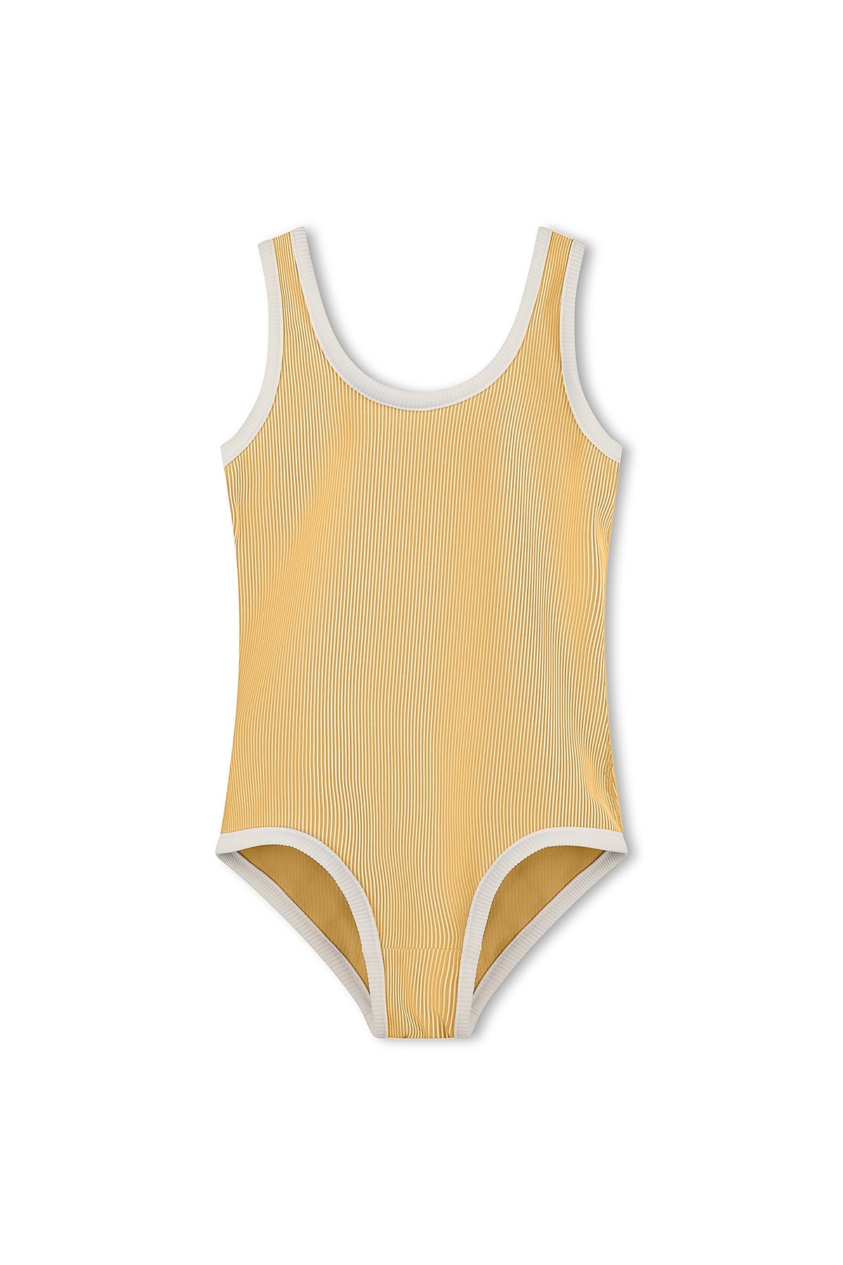 Mini Stripe Rib Scoop One Piece - Marigold