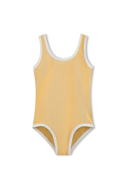 Mini Stripe Rib Scoop One Piece - Marigold