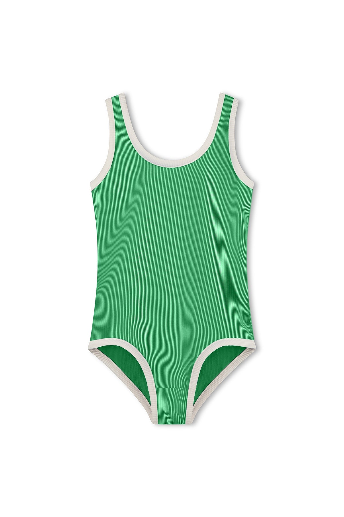 Mini Stripe Rib Scoop One Piece - Parrot Green