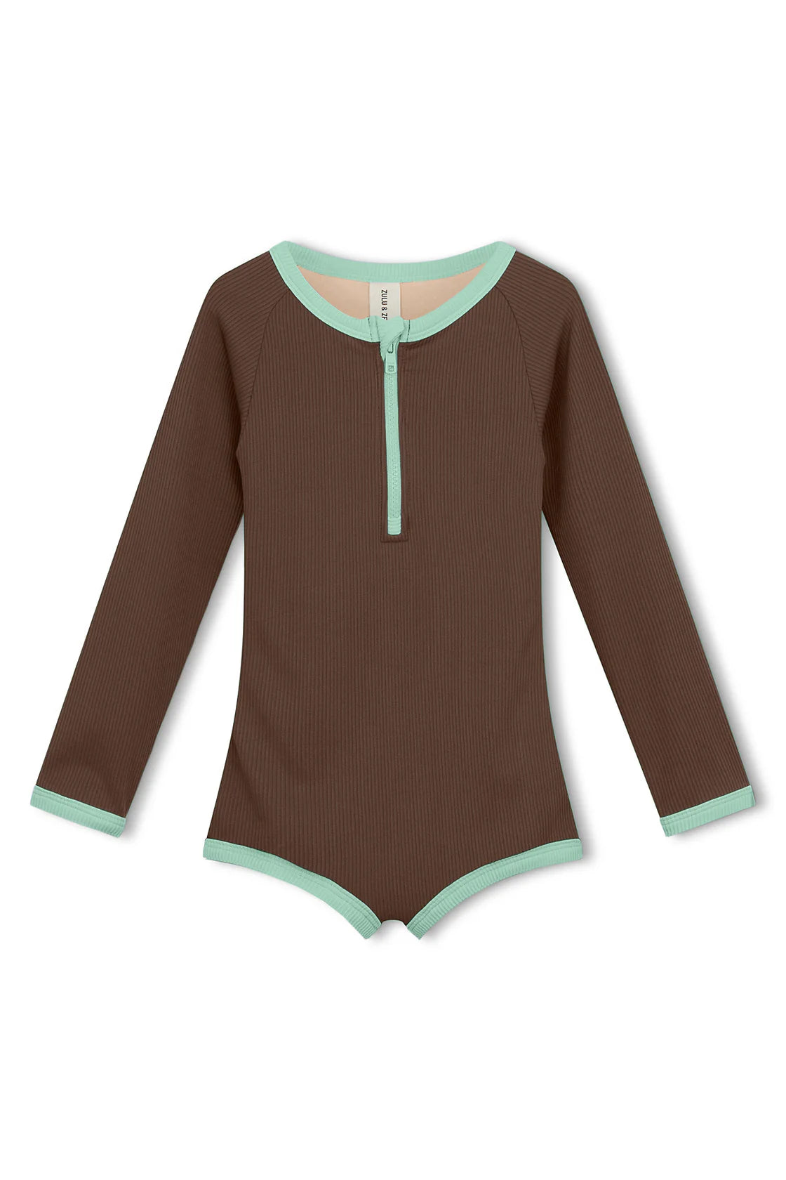 MINI RIB RASHIE ONESIE - CACAO