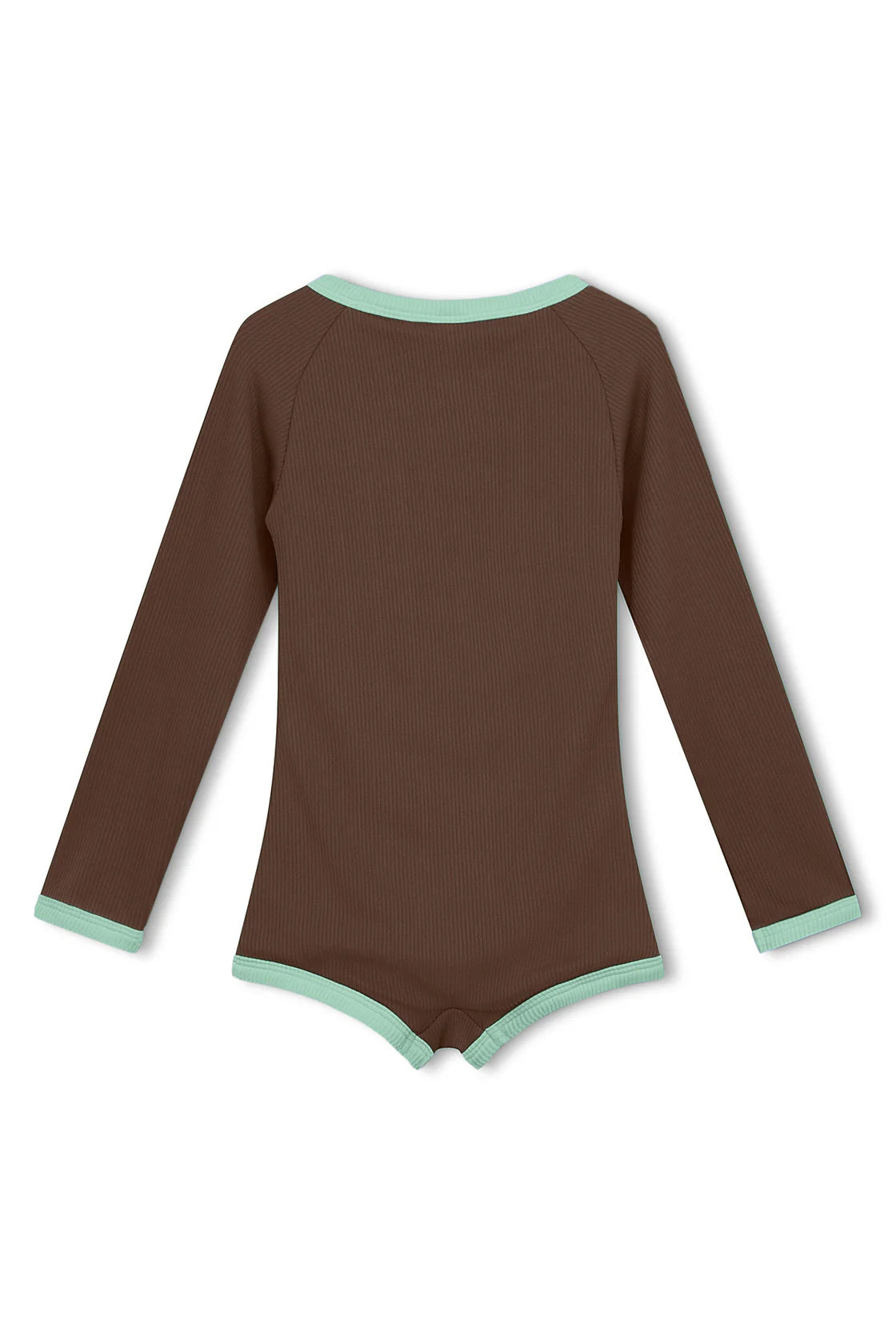 MINI RIB RASHIE ONESIE - CACAO