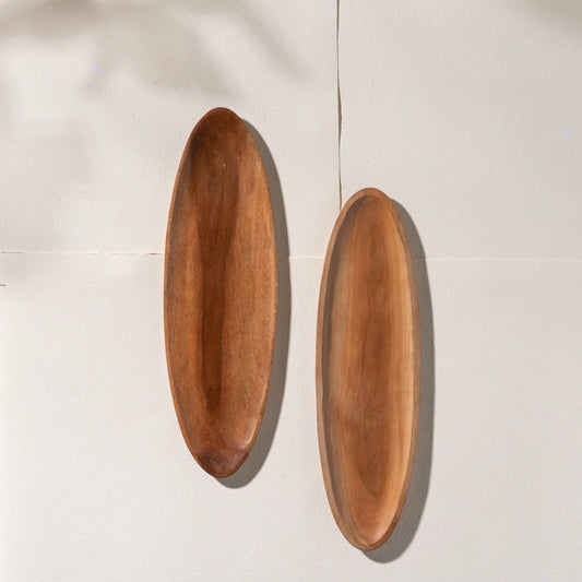 Hand carved oval serving sapodilla plate