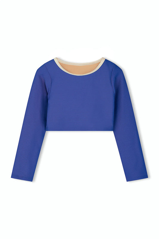 MINI RIB CROP RASHIE - DEEP BLUE