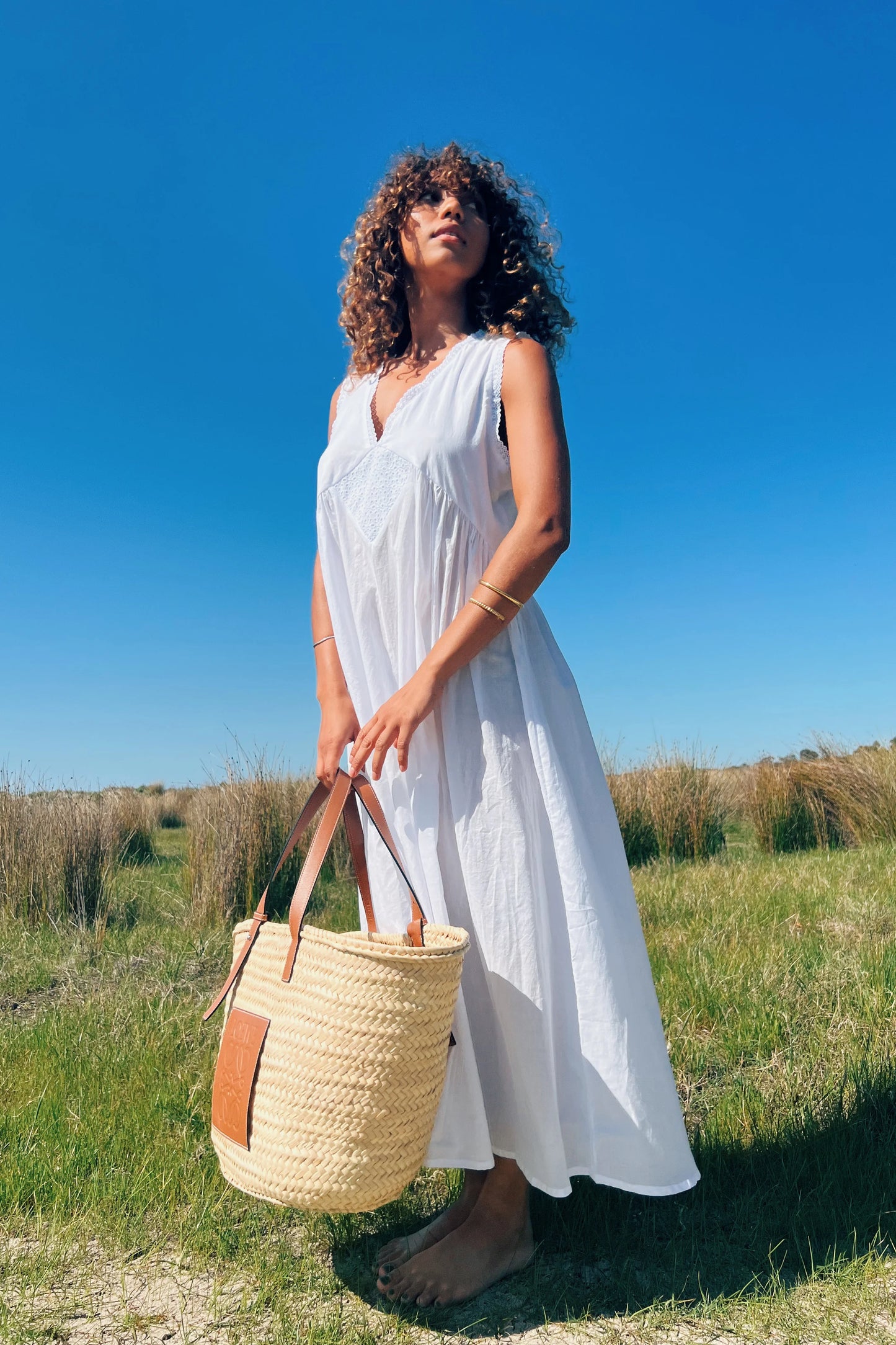 Vintage Cotton Gown in Ivory