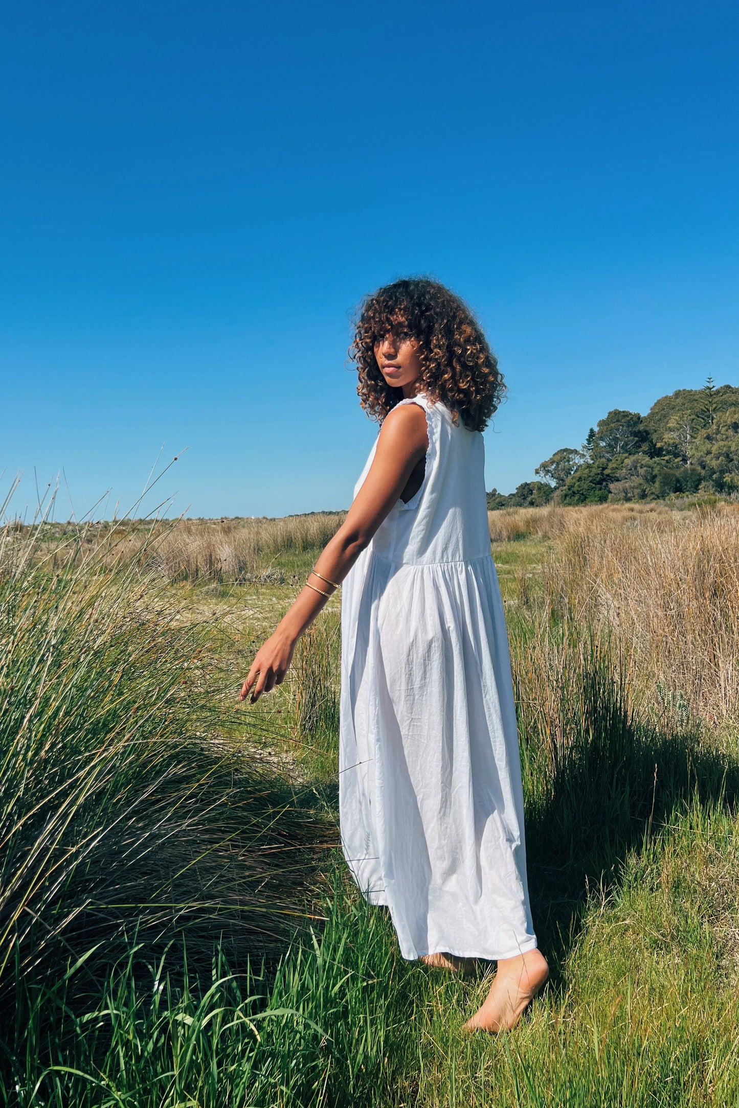 Vintage Cotton Gown in Ivory