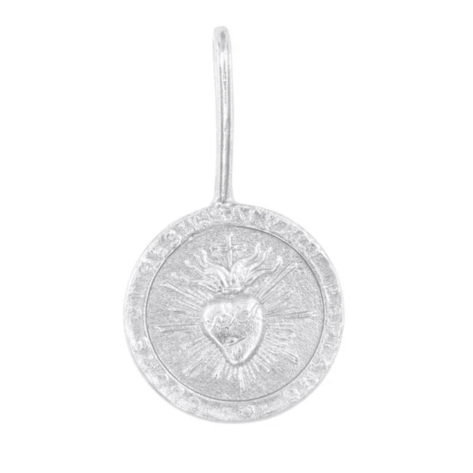 Sacre Coeur Flames Pendant - Sterling Silver