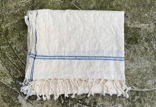 Natural Dye Fringe Towel - Blue
