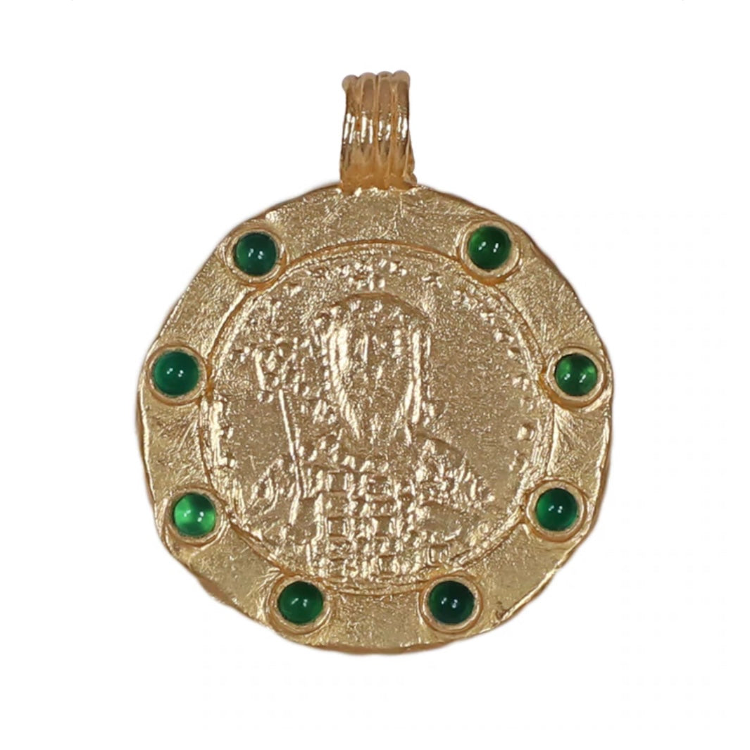 Constantinopolis Pendant with Jade 18K Gold Plated