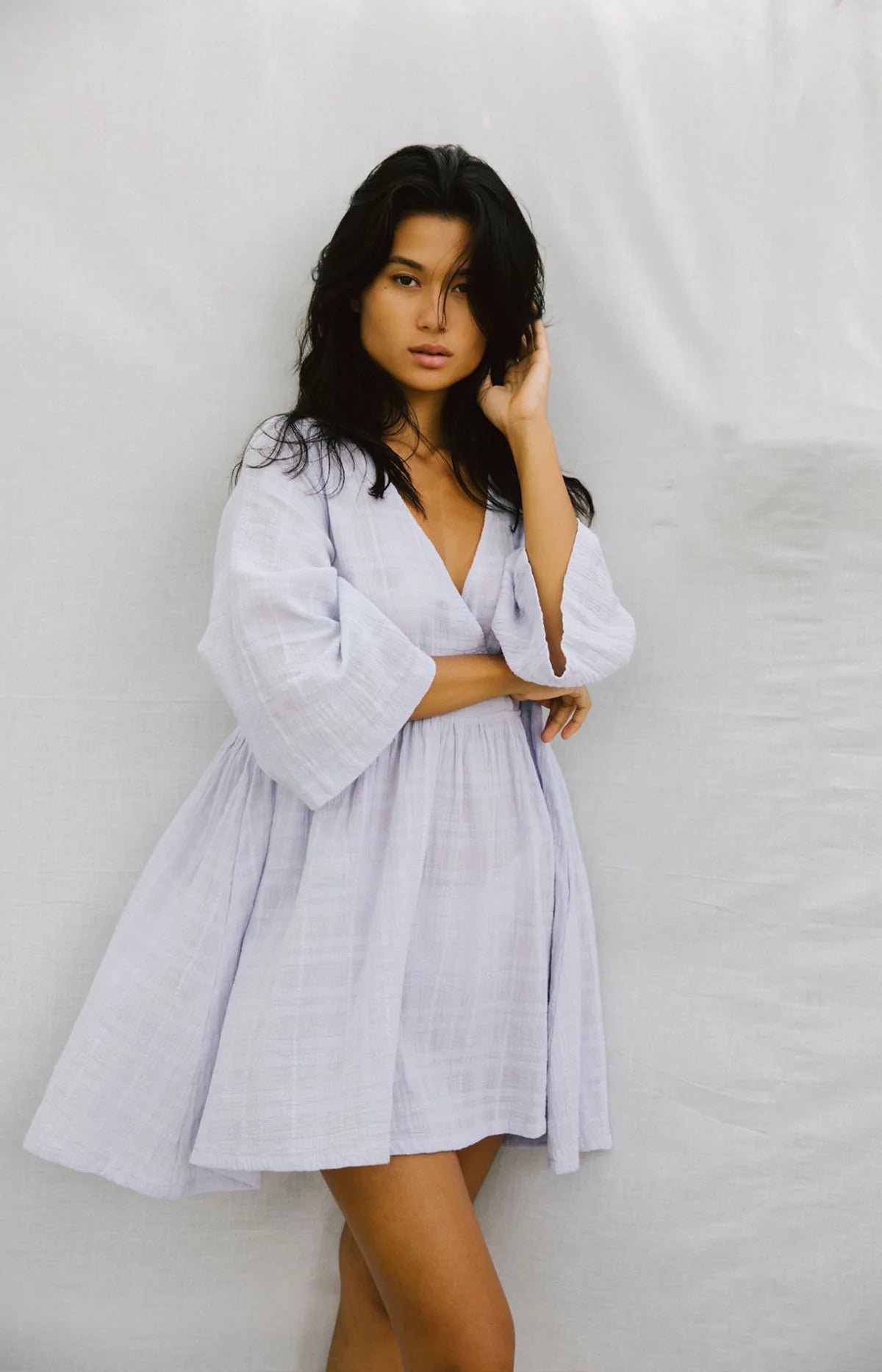 HOLIDAY WRAP DRESS LAVENDER Beije Store HOLIDAY WRAP DRESS LAVENDER Beije Store