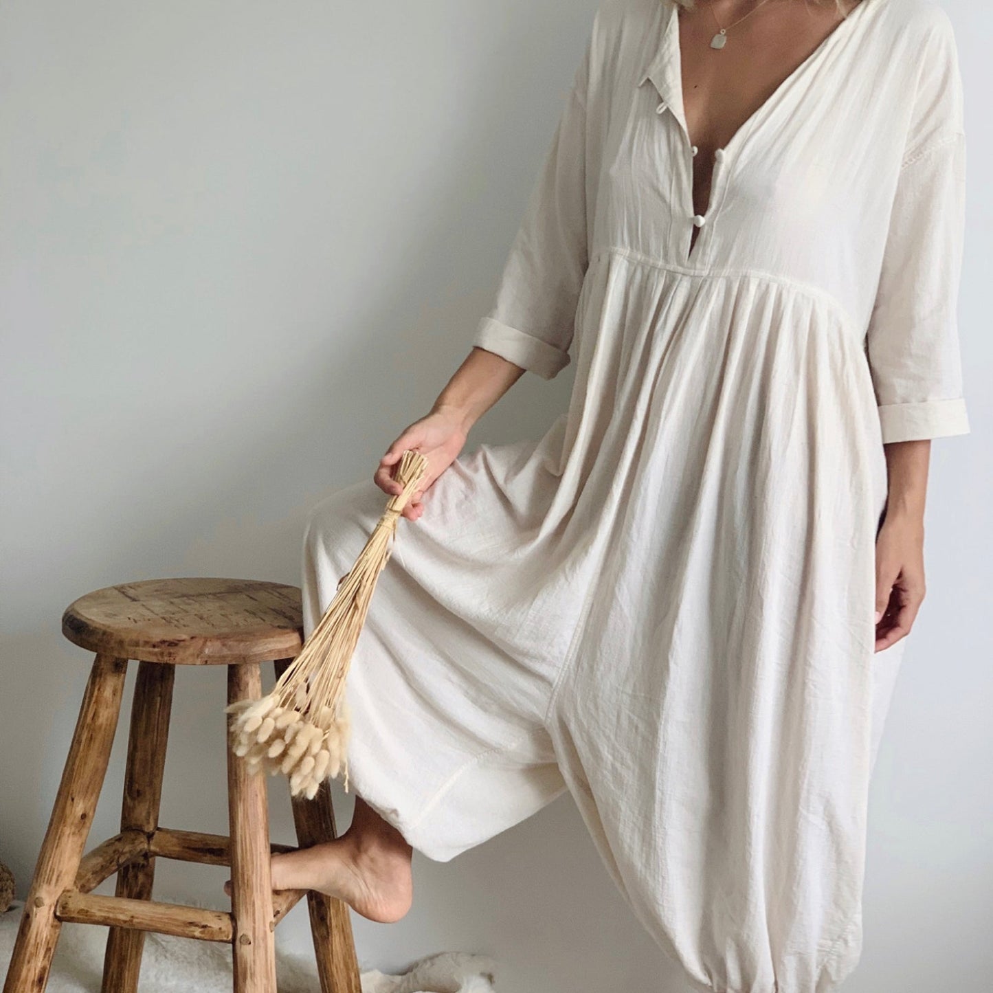 LUNE BLOOMER JUMPSUIT - BUTTERMILK