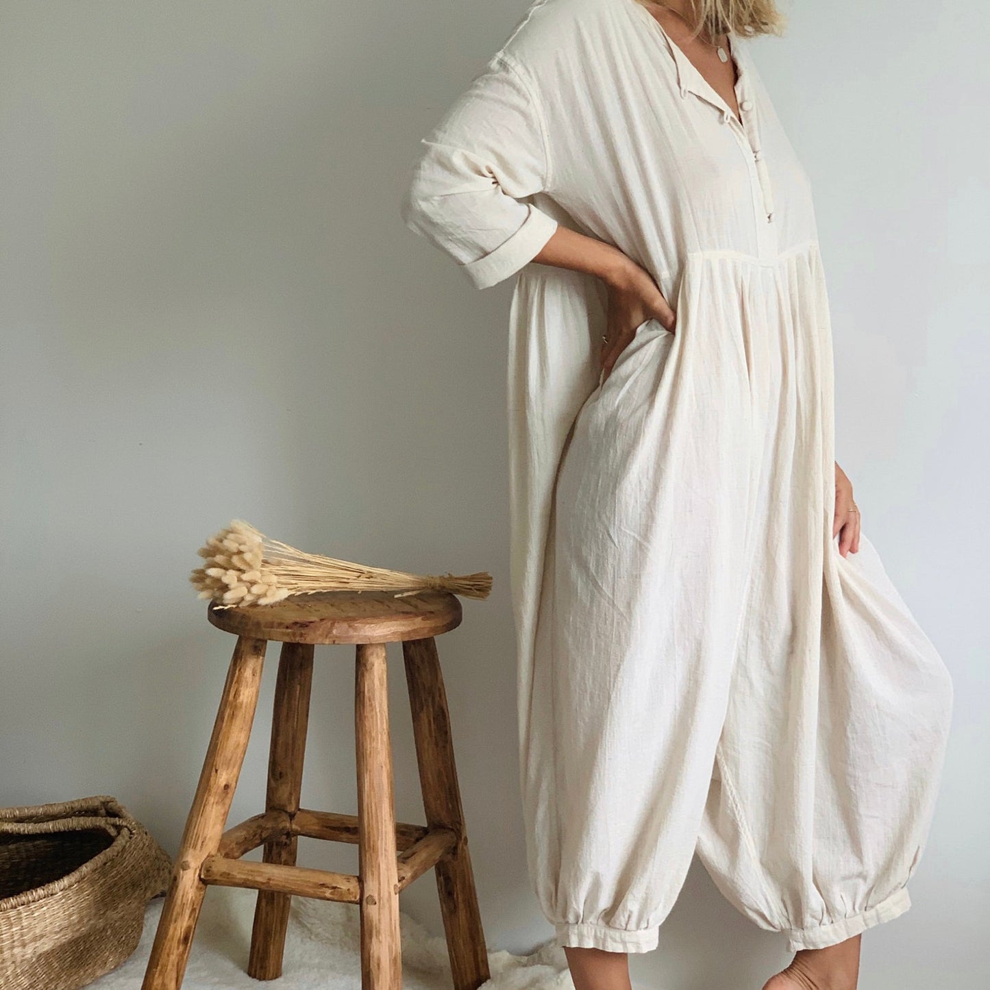 LUNE BLOOMER JUMPSUIT - BUTTERMILK