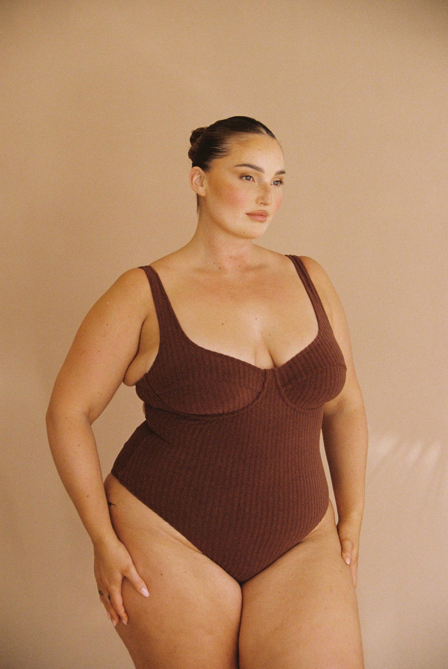 Ribbed Towelling One Piece | Cocoa