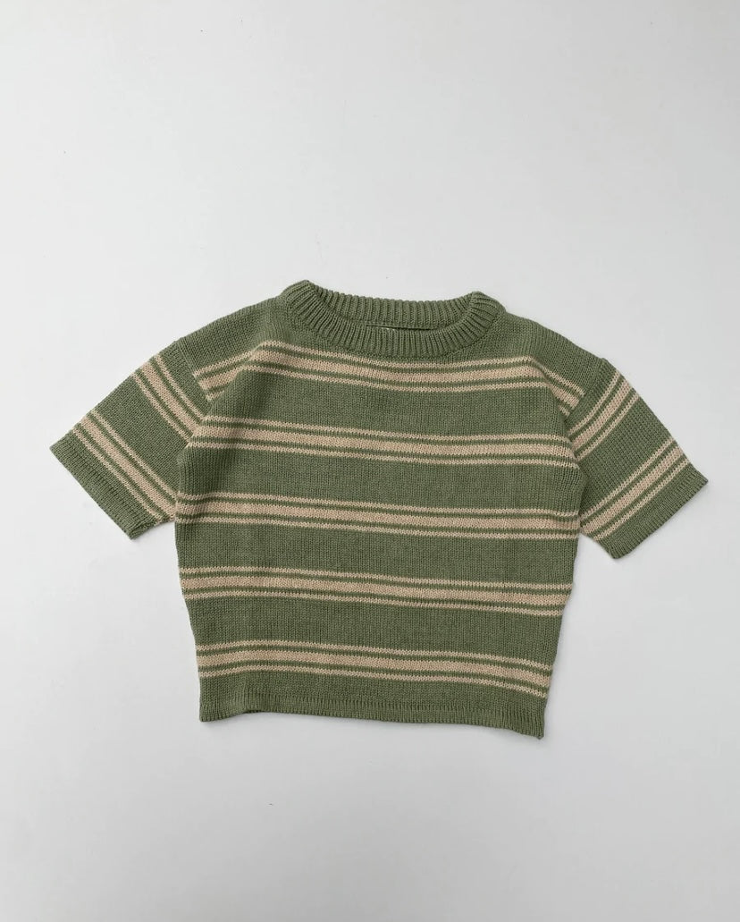 Casual Knit Tee - Mint Stripe