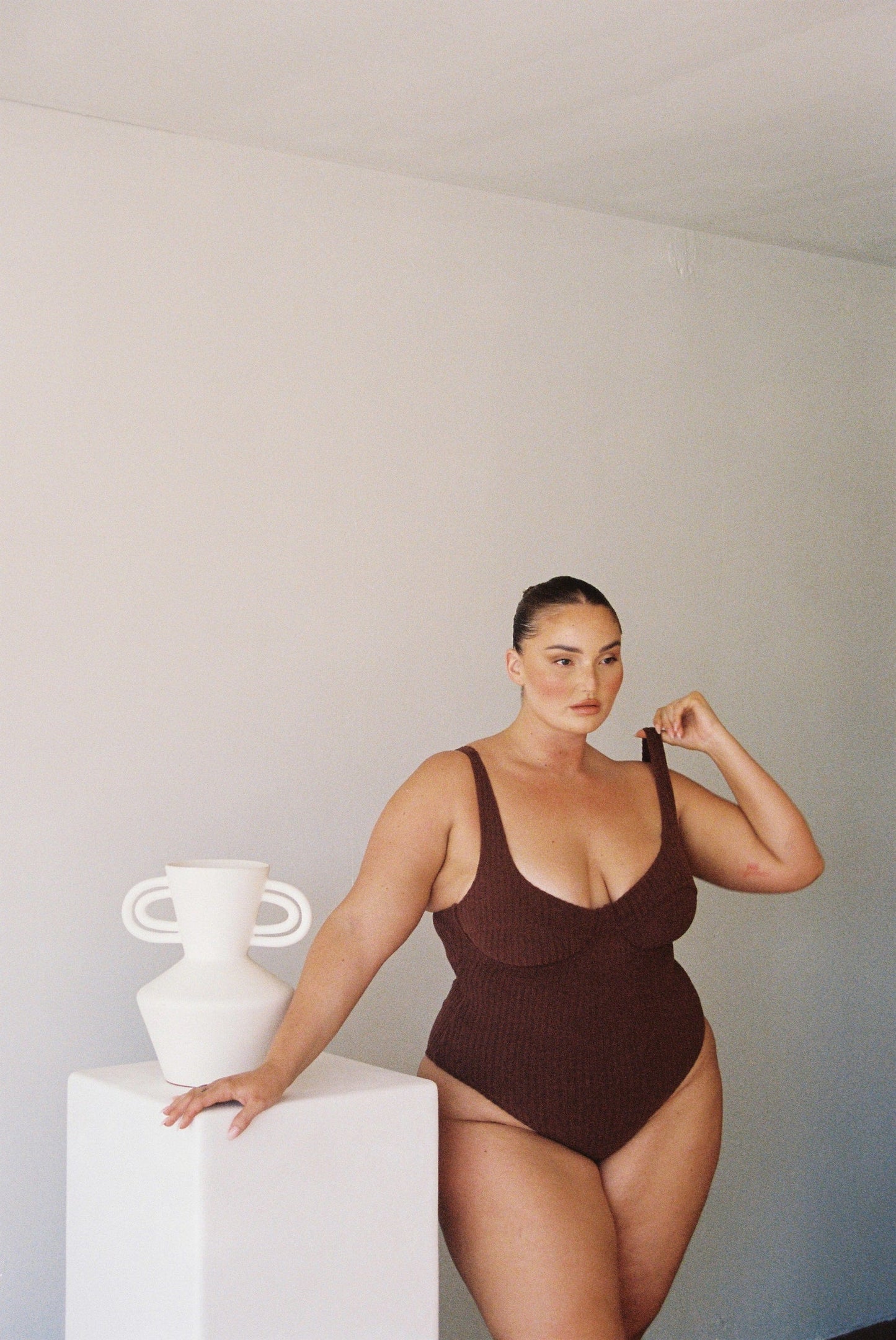 Ribbed Towelling One Piece | Cocoa