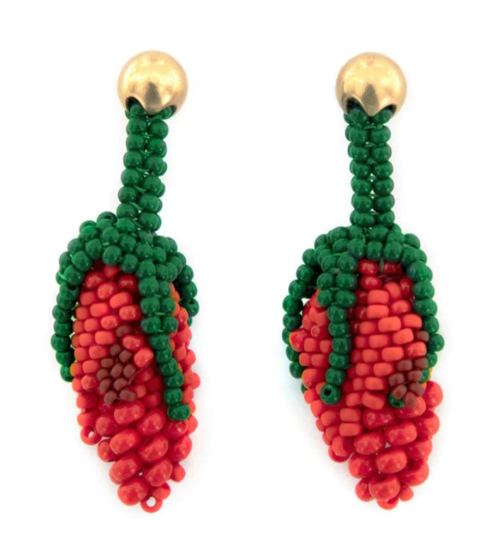 Kirmizi Gul Beaded Earrings