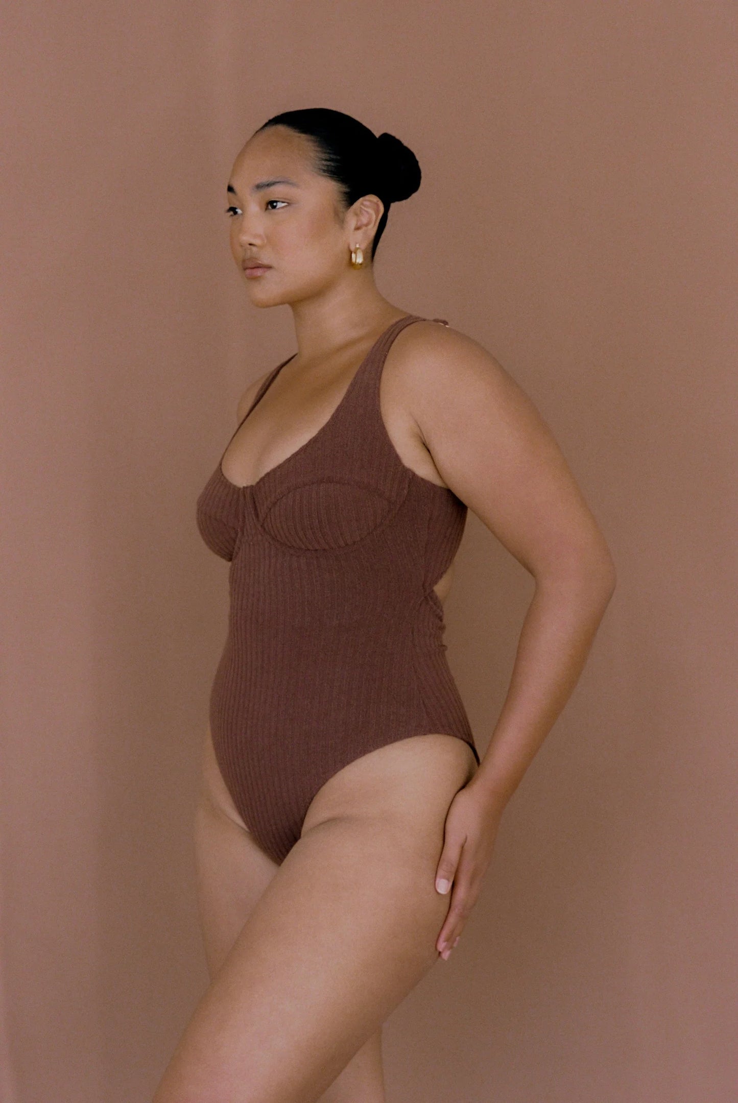 Ribbed Towelling One Piece | Cocoa