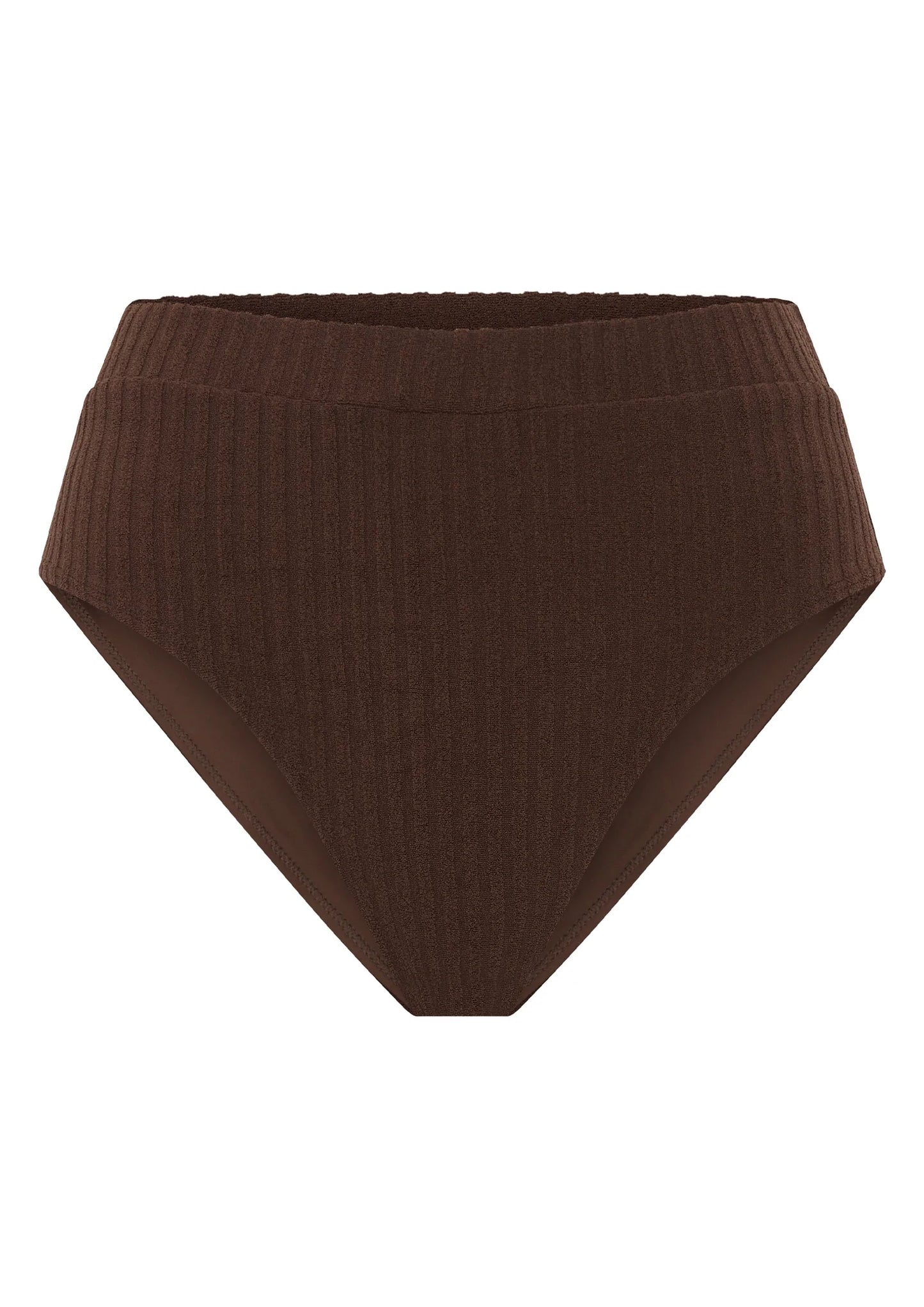 Ribbed Towelling High Waist Bottom | Cocoa